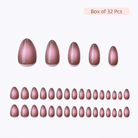 Ongles artificiels courts en amande faits à la main de luxe en gros, dégradé brun, gel doux, chrome, ongles à presser pour l'automne, en gros