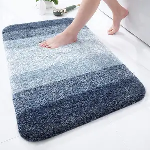 2023 Luxe Zacht Absorberende Badmat Fabrieksverkoop Zachte Microfiber Shaggy Badkleed Mat Kleurrijke Antislip Tpr Bodem Vloermat