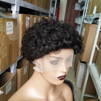 Perruques Bob Péruviennes Sans Colle en Gros, Perruques Courtes Pixie Cut Lace Front Fabriquées à la Machine, Perruques Bob Bouclées en Cheveux Humains Vierges