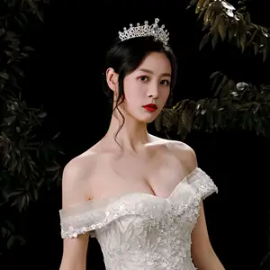 Penjualan Terbaik mahkota kristal pesta ulang tahun berlian imitasi dengan sisir Ratu berlian kontes mahkota pengantin pernikahan perhiasan
