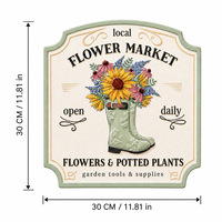 Plaque en métal vintage style marché aux fleurs local, rustique, pour jardin, boutique, ferme, porche, décoration murale