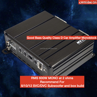 Amplificateur de subwoofer actif pour voiture Mono RMS 500W 2 ohms Bass Amp Peak 1000W 1 ohm Class D Car Amplifier Monoblock