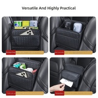 Nouvelle console centrale de voiture en cuir personnalisable avec accoudoir, compartiment de rangement, poche en filet et organisateur suspendu pour l'intérieur de la voiture