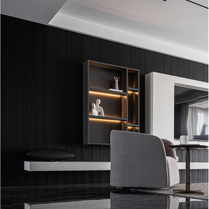 Melinco Design d'intérieur panneau cannelé à grain <span class=keywords><strong>de</strong></span> <span class=keywords><strong>bois</strong></span> <span class=keywords><strong>de</strong></span> fond personnalisé revêtement étanche en WPC panneaux muraux en <span class=keywords><strong>fibre</strong></span> <span class=keywords><strong>de</strong></span> bambou 9mm - Product Image 2