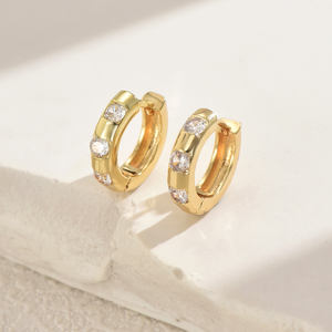 Boucles d'oreilles créoles en cuivre élégantes simples pour femmes de Style populaire avec Zircon parfait anniversaire bijoux de mode cadeau boucles d'oreilles - Product Image 3