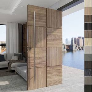 Porte d'entrée pivotante en bois de style américain moderne BASEN, porte extérieure en bois pour maison avec verre - Product Image 2