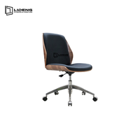 Chaise de bureau de direction moderne de luxe pivotante et réglable en cuir PU et aluminium avec accoudoirs fixes et dossier solide à réglage manuel