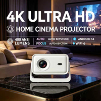 Projecteur vidéo 4K P21 en stock usine, 1080P, 400 lumens ANSI, Android 14, mise au point automatique, projecteur LCD portable, home cinéma