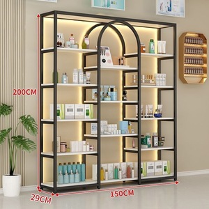 Étagère de présentation LED pour salon, structure en acier carbone, étagères robustes sur pied pour salon de coiffure et institut de beauté |   Planche écologique - Product Image 3
