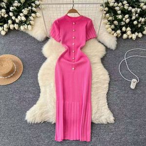 Maxfree – Nouvelle Robe Courte Moulante Française en Maille Respirante pour Femme, Col Montant, Boutonnage Simple, Manches Courtes, Spandex/Polyester - Product Image 1