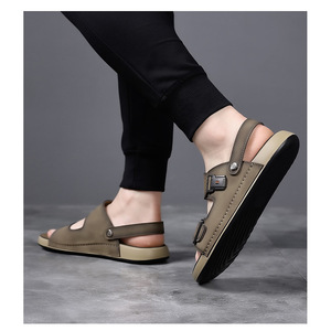 Sandales à enfiler en cuir PU pour hommes, décontractées, avec fonction de massage - Product Image 4