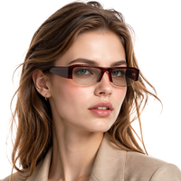 Lunettes de soleil Y2K rectangulaires demi-cerclées en acétate, montures étroites tendance, vente en gros personnalisée