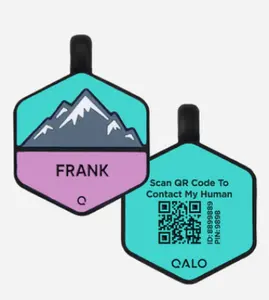 Silicone ID Name Tags with Engraving Logo and QR for Pets and Dogs