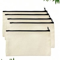 Trousse à crayons et trousse de toilette en toile de coton vierges à personnaliser, avec fermeture éclair, pour le rangement de fournitures scolaires – Vente en gros