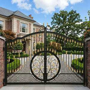 Elegant Spire Top Wrought Iron Automatic Fancy Swing <strong>Gate</strong> Graceful Pattern for Hotel Park Use Modern Design Durable Construction - Product Image 2