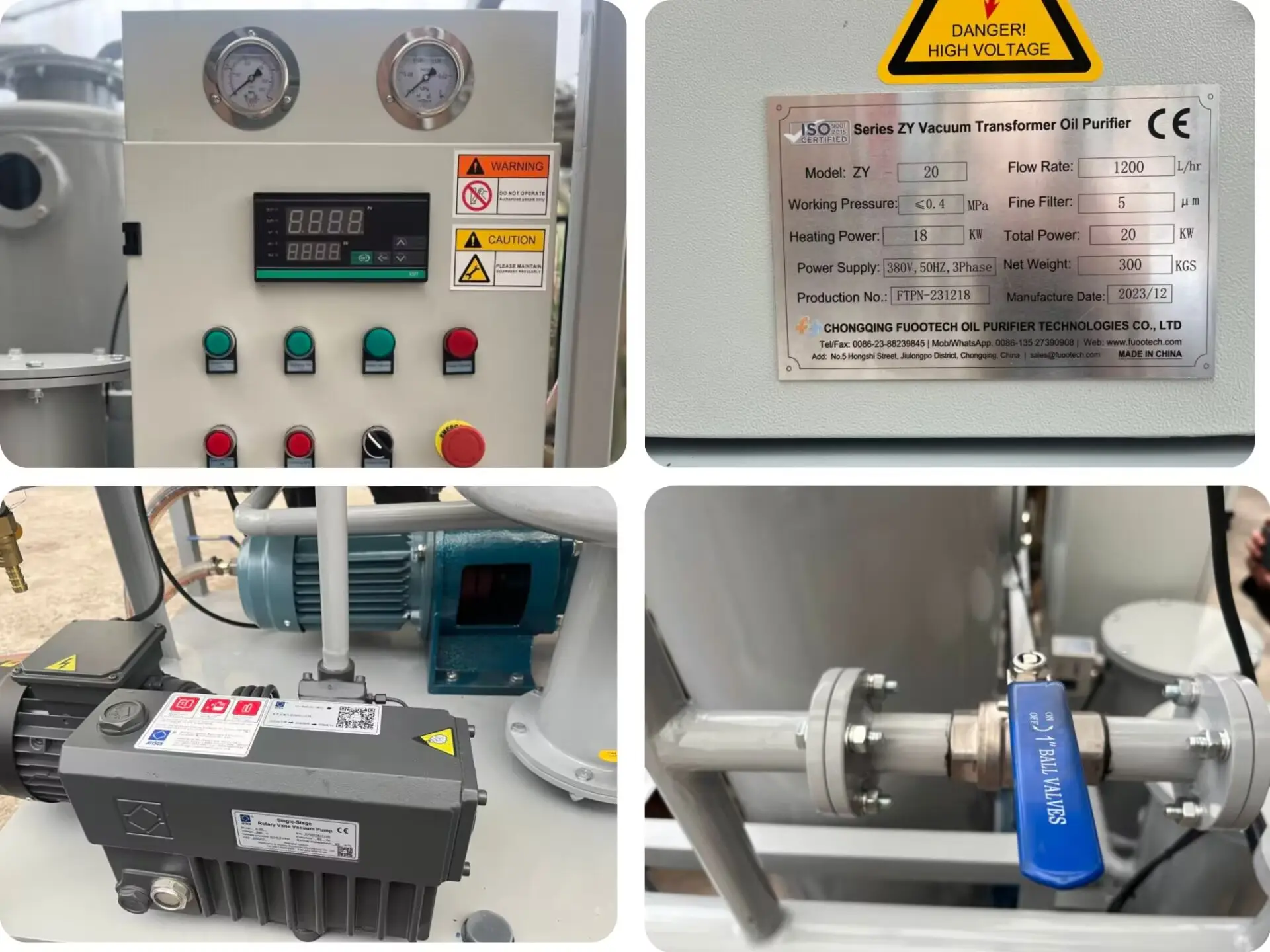 Fuootech Transformatoren Oliezuiveraar Machine 3000l/H Vacuümoliezuiveraar