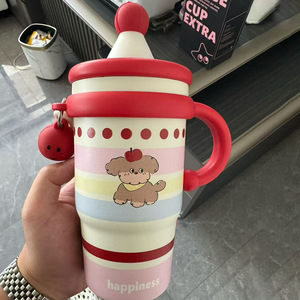 กระติกน้ำสแตนเลสสีเทาแบบน่ารัก ปี 2026 รูปทรงหมวก พร้อมหูจับ แก้วน้ำแบบมีฝาปิด ของขวัญวันเกิดส่วนตัว - Product Image 5