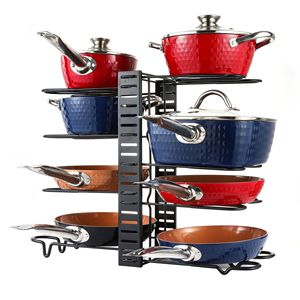 Multi-layer Adjustable Multifunction Kitchen Pan Rack Storage Organizer Pot And Pan Lid Organizer Holder Rack