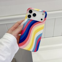 Coque de téléphone portable Senyork à rayures brillantes arc-en-ciel IMD pour iPhone 17E 16 Pro Max 15 14 Plus 13 12 11, coque arrière souple en TPU OEM