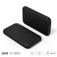 Batterie externe NITIKA 5000mAh 20W PD, chargeur portable ultra-fin à double port à charge rapide, certifié PSE