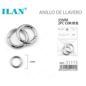Llavero ILAN de 35 mm color plata para llaves y accesorios - Product Image 1
