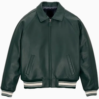 Veste bomber en cuir d'agneau de haute qualité, streetwear, OEM, veste en cuir personnalisée, fabricant professionnel de vestes en cuir, vestes pour hommes