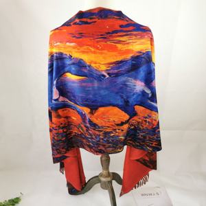 नई गर्म फैशन तेल पेंटिंग डिजिटल प्रिंट शॉल मल्टी स्टाइल कस्टमाइना स्कार्फ - Product Image 3