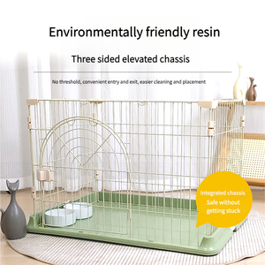 Venta al por mayor de fábrica, jaula de lujo para perros de interior, alambre de hierro sólido duradero, Clips fijos desmontables, caja de plástico para perros medianos y grandes - Product Image 4