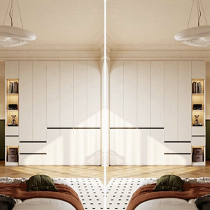 Armario de Madera Maciza Huide Color Crema, Puerta con Bisagras sin Tiradores, Almacenamiento para Dormitorio, Gran Capacidad, Nuevo Diseño 2024 - Product Image 3