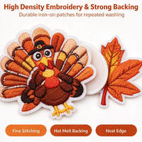 Patchs brodés de Turquie, Feuille d'érable, Motif Joyeux Thanksgiving, Applique thermocollante, Thème Automne, Badge brodé décoratif pour vêtements et sacs