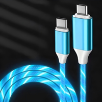 Cable de Carga para Teléfono Móvil con Luz LED Brillante de 1M, USB Tipo-C a USB 2.0, Material de PVC