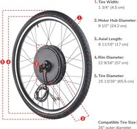 Kit de conversión de bicicleta eléctrica 48V 1000W 26 "delantera Rueda/trasera Potente motor E-Bike Kit de conversión
