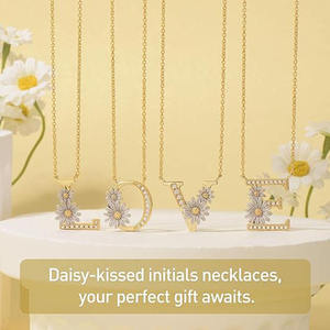 26 <b>Initial</b> Letter <b>Necklace</b> 18K Gold Plated Heart Letters Stone Pendant Women Stainless Steel <b>Necklace</b> - Product Image 3