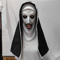 Masque en latex de nonne effrayante pour Halloween, accessoires de cosplay