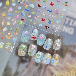 Pegatinas <span class=keywords><strong>de</strong></span> <span class=keywords><strong>Uñas</strong></span> 5D TSZS con Diseño <span class=keywords><strong>de</strong></span> Playa, Océano y Mar, Lindas Calcomanías Adhesivas para <span class=keywords><strong>Uñas</strong></span> con Dibujos Animados <span class=keywords><strong>de</strong></span> Peces, Delfines, Frutas, Helados y Conchas - Product Image 5