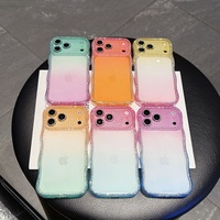 Coque de téléphone transparente à dégradé de diamants scintillants pour iPhone 17 16 15 14 Plus 13 Pro Max 17Air avec protection de l'objectif de l'appareil photo