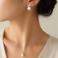 Ensemble de bijoux Mylove personnalisé en argent sterling 925 plaqué or 18 carats avec pendentif en perle d'eau douce et boucles d'oreilles, vente en gros