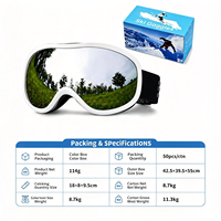 Masque de ski blanc avec monture argentée et verre miroir vert, lentille large incurvée, anti-buée, protection UV, pour snowboard, compatible avec lunettes de vue, OEM ODM