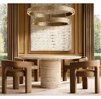 Mobiliário interno cozinha restaurante personalizado luxo mesa redonda e cadeiras conjunto de jantar