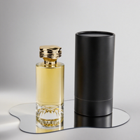 Bouteilles en verre de parfum transparentes à cylindre vide haut de gamme 100ml pulvérisateur à pompe à fond épais avec boîtes