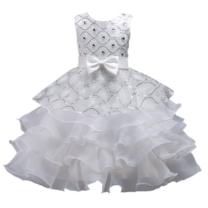 <b>Big</b> Children Ruffled Lace Princess Evening Dress Wholesale Cute <b>Bow</b> Style Piano Recital Competition Stage Gown - Product Image 1