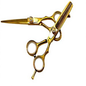 Tijeras de adelgazamiento profesionales de oro rosa Tijeras de peluquería de acero inoxidable ecológicas Recubrimiento de polvo negro mate Cuidado del cabello - Product Image 1