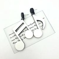 Boucles d'oreilles pendantes asymétriques en acrylique, motif note de musique tendance, vente en gros transfrontalière