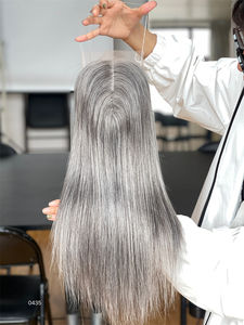 2026 Topper Lace Front 8*8 Gris Argenté, Couleur Mélangée, Densité Minimale, Style Lisse pour Femmes Âgées - Product Image 4