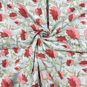 Tissu en coton 100% imprimé floral bleu clair, respirant et léger, pour chemises, kurtis et salwar pour hommes et femmes, vente en gros - Product Image 4