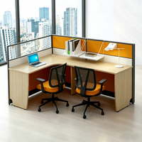 Estación de Trabajo Modular Moderna para 2 Personas con Pantalla Divisoria, Escritorio Tipo Cubículo, Muebles de Oficina