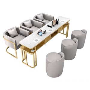 LE 2025 Nuevo Precio de Fábrica, Muebles de Salón de Belleza, Estación de Manicura con Marco Metálico, Mesa de Manicura - Product Image 5