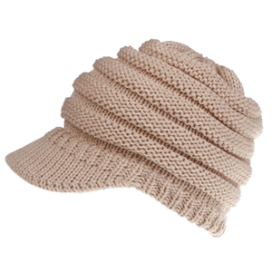 Gorro de Invierno para Mujer, Deportivo y de Viaje, Tejido Grueso con Diseño a Rayas, Estampado Puff, 100% Acrílico, Venta al Por Mayor, Personalizado OEM - Product Image 1