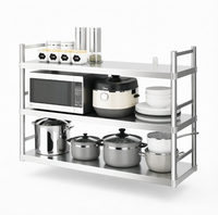 Estante de Cocina Moderno y Ecológico Mejorado, de Pared, de 2 Niveles, con Marco de Acero Inoxidable, para Horno de Microondas