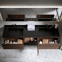 Meuble de salle de bain Rock Board avec double vasque intégrée, table de lavabo en bois massif et miroir intelligent HD anti-buée